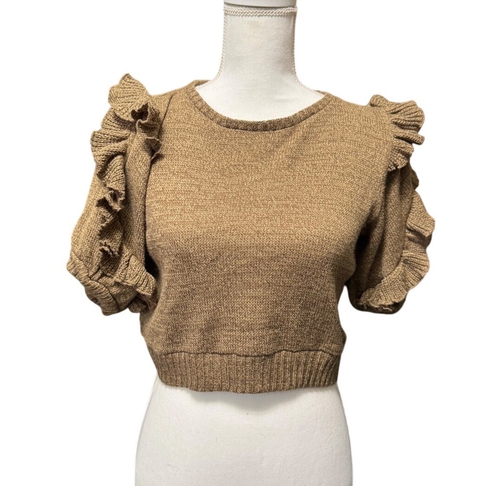Mia Joy Brown Knit Ruffle Sleeve Girls Sweater Size‎ 14